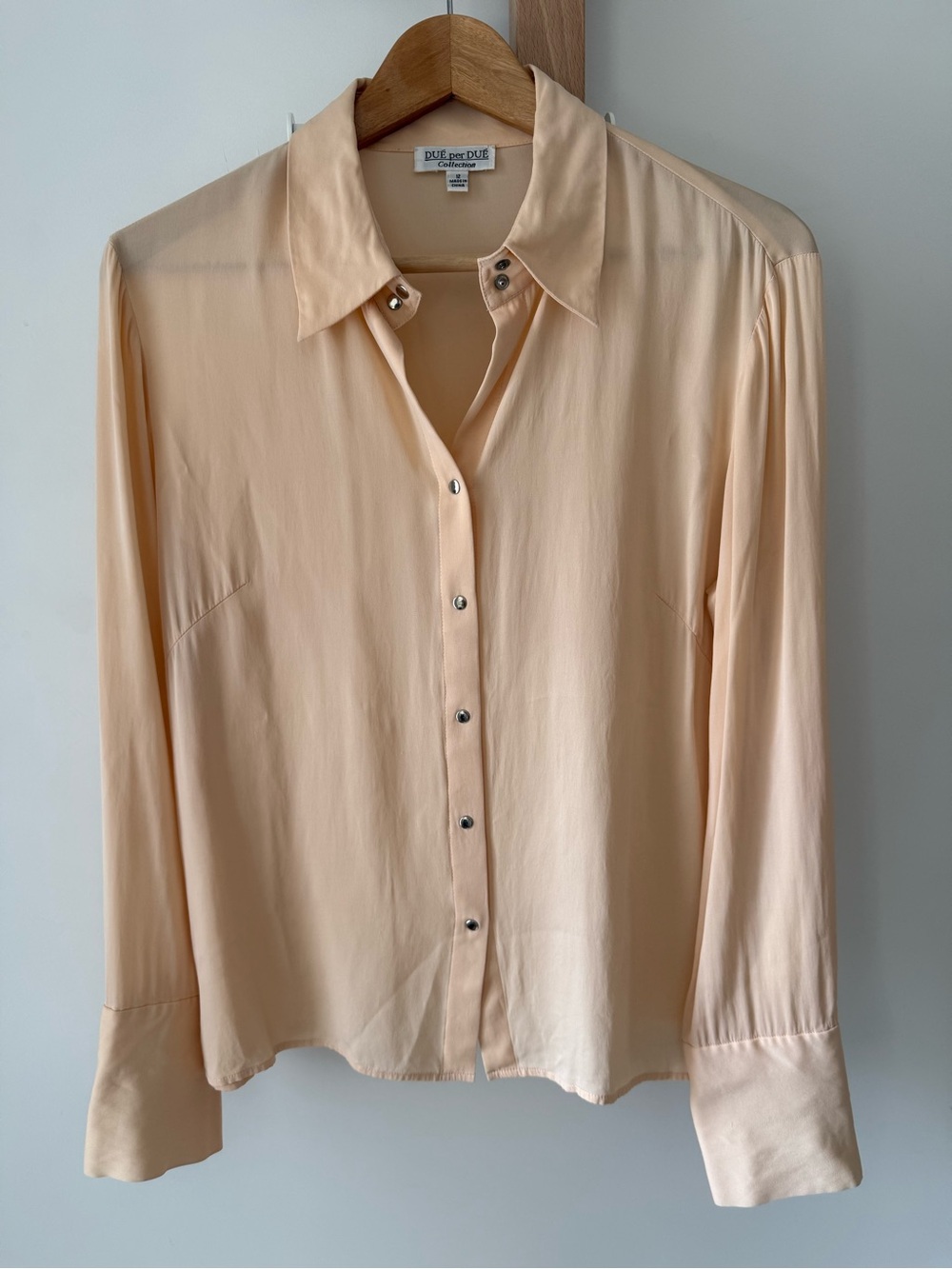 Peach Silk Button-Down Blouse